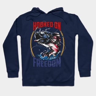 Fishing Hooked On Freedom USA 4th of July Hoodie